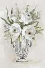 White Roses in Striped Vase Art Print