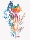 Colorful Watercolor Wildflower Silhouettes Art Print