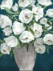 White Blooms in Grey Vase Art Print