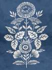 White Blooms on Blue Background Minimalist Print