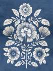 Floral Symmetry on Blue Canvas Art Print