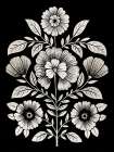 Black and White Floral Harmony Art Print