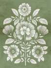 Floral Harmony on Green Canvas Art Print