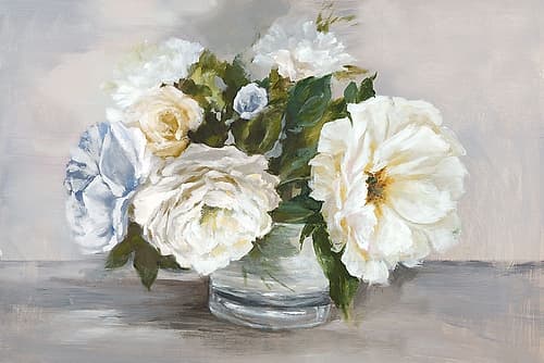 White Roses in Glass Vase Impressionniste reproduction