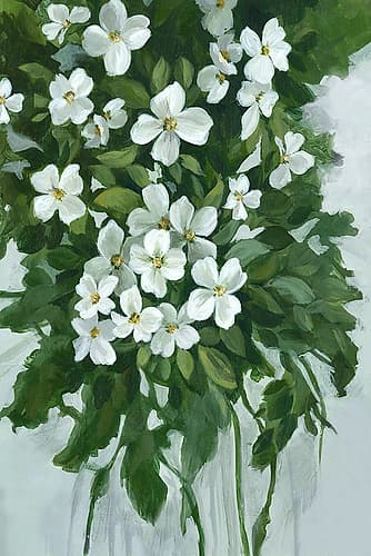 White Blossoms on Lush Green I Art Print