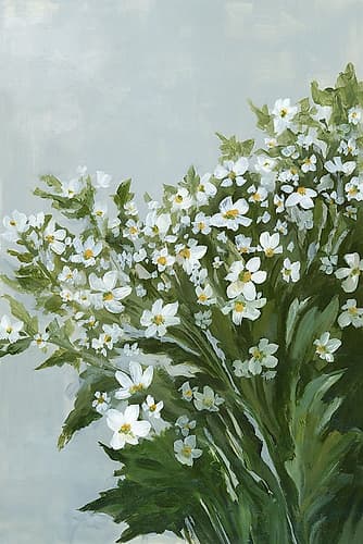 White Blossoms on Lush Green I Art Print