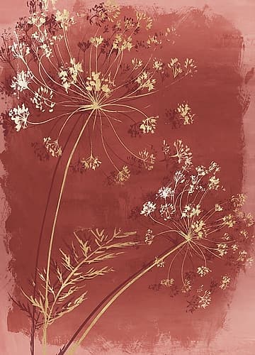 Golden Blossoms Against Earthy Canvas II Art Print