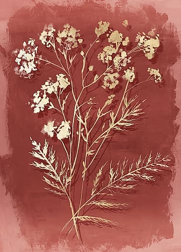 Golden Blossoms Against Earthy Canvas III Art Print