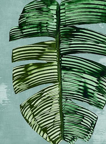Leafy Green on Textured Blue I Art Print