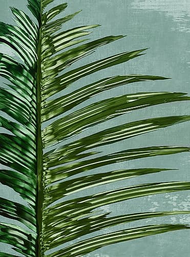 Leafy Green on Textured Blue II Art Print