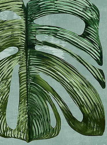 Leafy Green on Textured Blue III Art Print