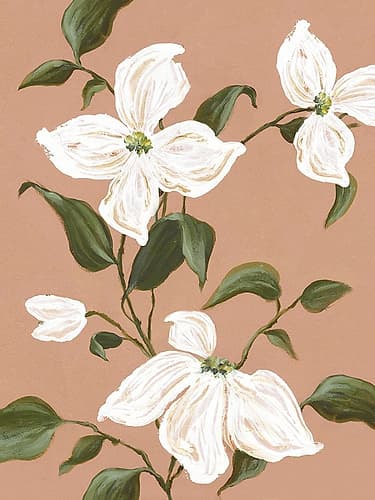 White Blooms on Earthy Canvas I Impressionniste reproduction