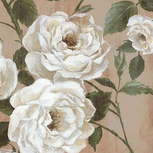 White Roses on Beige I Art Print