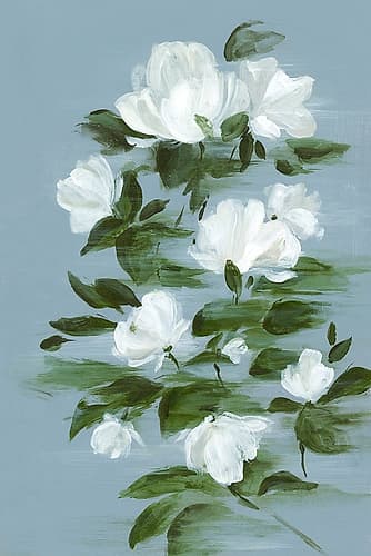 Delicate White Roses Branch Art Print by Alex Black