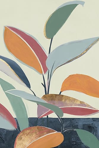 Colourful Orange Leaves II Tropical Print
