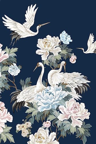 Pearly White Cranes II Art Print
