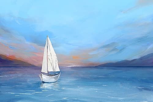 Sunset Sailboat Coastal Print