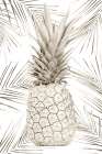 White Gold Pineapple Palm Leaves Art Print