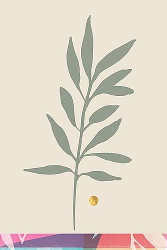 Leaf and Gold Circle Harmony I Doré reproduction