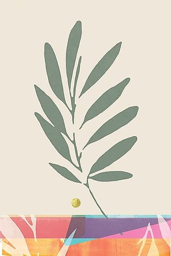 Leaf and Gold Circle Harmony II Art Print