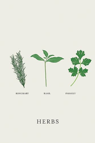 Trio of Culinary Greens Art Print