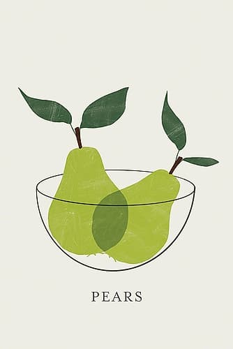 Two Pears in Glass Bowl Art Print