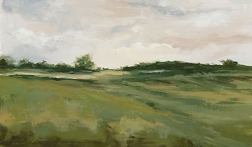 Calm Fields Under Overcast Skies Art Print by Ian C