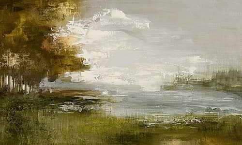 Misty Landscape with Autumn Trees Art Print by Ian C