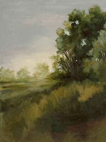Serene Meadow with Trees Art Print
