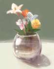 Vibrant Blooms in Glass Vase Art Print