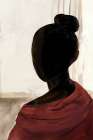 Silhouette in Red Drapery Modern Print