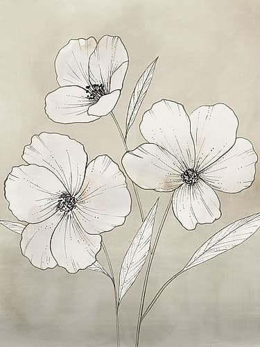 Three Delicate Blossoms in Bloom I Art Print by Lily K