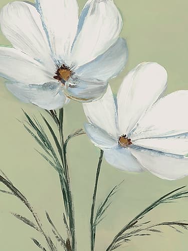 White Blooms Against Soft Green I Art Print by Lily K