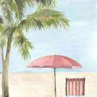 Palm and Pink Umbrella Scene Art Print by PI Studio