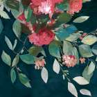Blossoms on Deep Green Canvas II Art Print by PI Studio