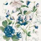 Blue Blossoms on White Canvas Art Print by PI Studio