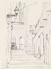 Quiet Alley with Arched Doorways Art Print by PI Studio