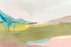 Tranquil Meadow with Distant Mountains Art Print
