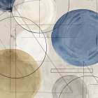 Geometric Harmony in Blue and Gold II Art Print by PI Studio