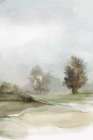 Misty Landscape with Two Trees Art Print