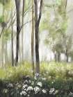 Misty Forest with Blooming Flowers Art Print