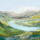 Serene Valley with Flowing River Art Print by PI Studio