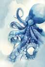 Gentle Octopus in Watery Blues Art Print
