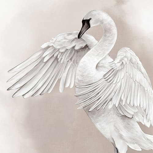 Graceful Swan in Neutral II Art Deco Print