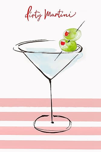 Martini Glass with Green Olives Art Print