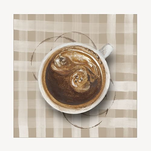 Coffee Swirl on Checkered Table Café reproduction