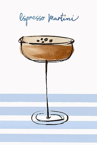 Cocktail on Striped Canvas Café reproduction