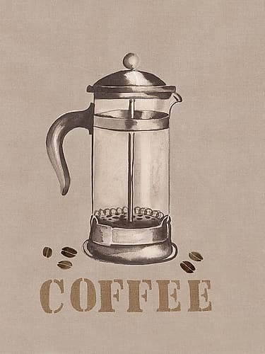 French Press and Coffee Beans Art Print