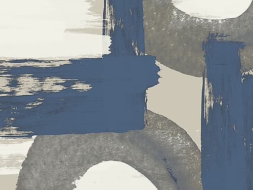Blue Organic Shapes and Lines I Abstract Art Print