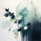 Watercolor Green Petal Symphony II Art Print